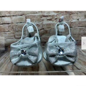 Build A Bear Workshop BABW Princess Heels Silver Clear Glitter Bow & Rhinestone